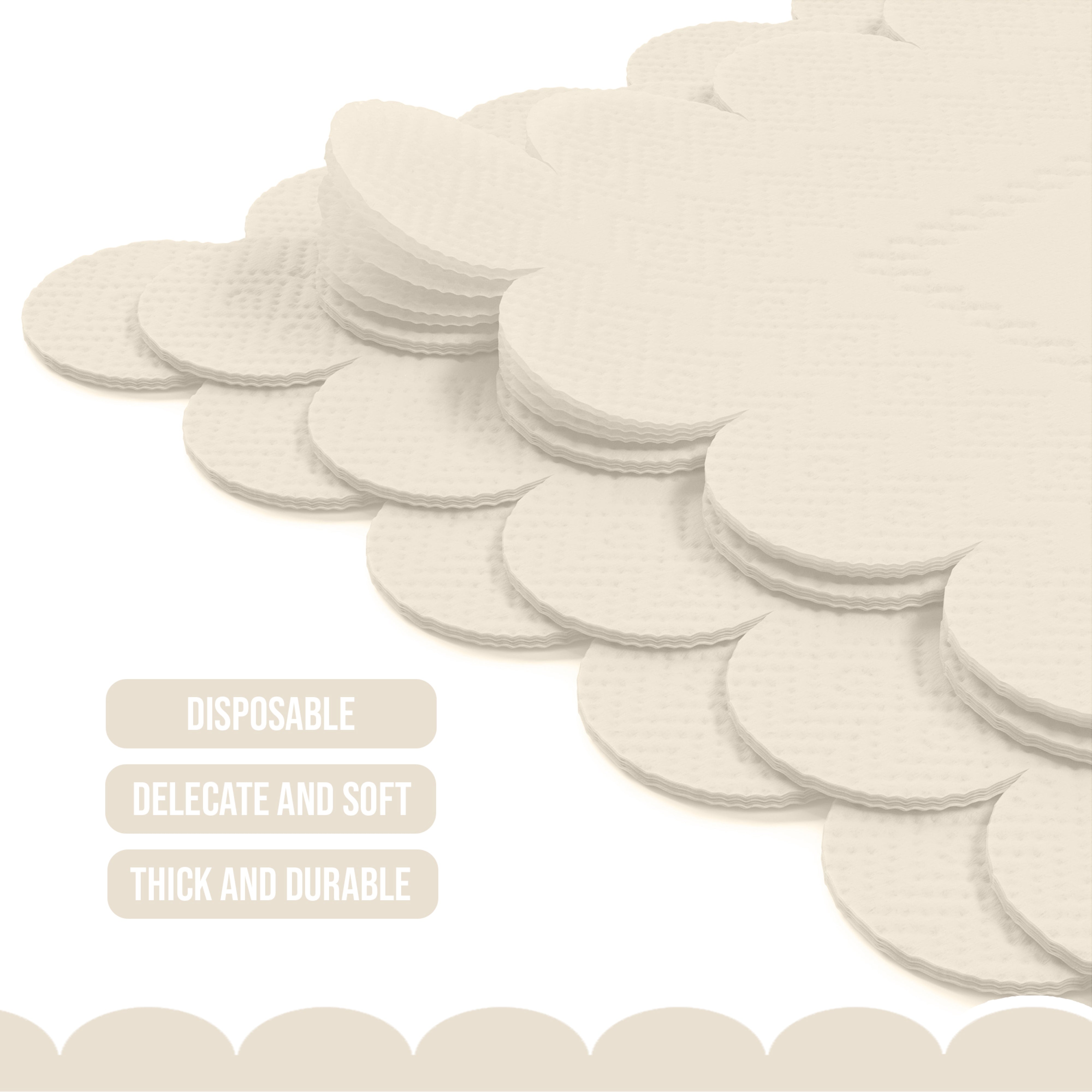 Ivory Scallop Beverage Napkins - 4.75 In. X 4.75 In. | 50 Ct.