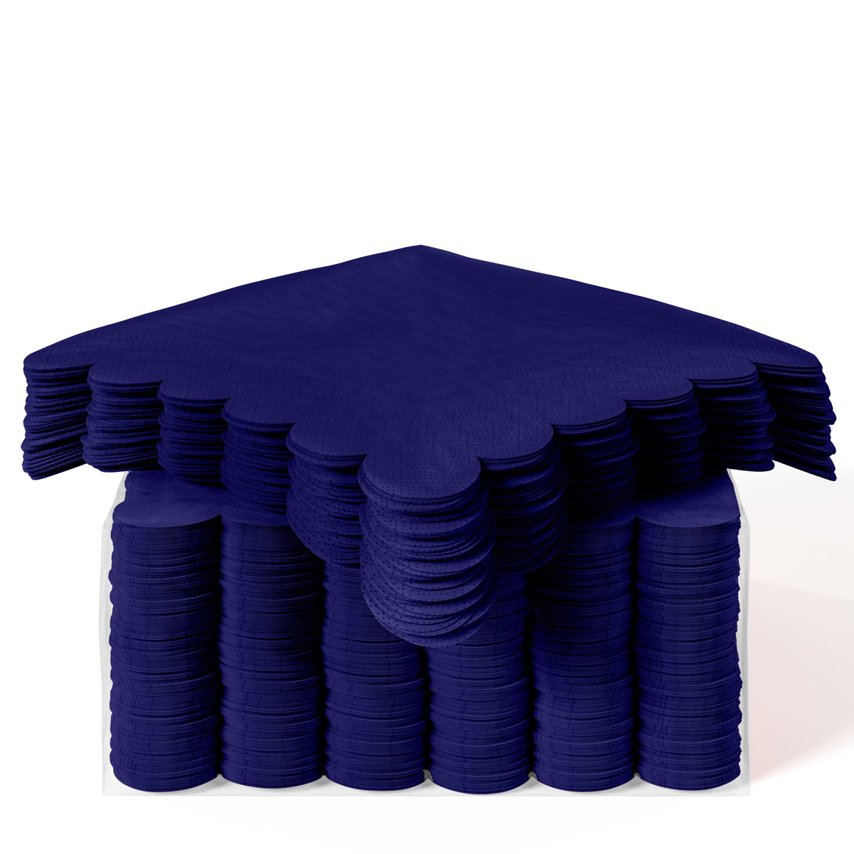 Navy Scallop Beverage Napkins - 50 Ct.