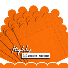 Orange Scallop Beverage Napkins - 50 Ct.