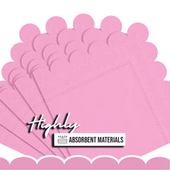 Pink Scallop Beverage Napkins - 50 Ct.