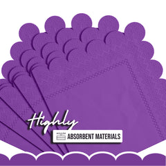 Purple Scallop Beverage Napkins - 50 Ct.