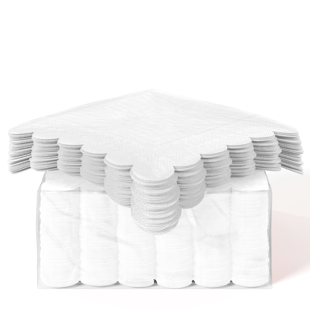 White Scallop Beverage Napkins - 50 Ct.