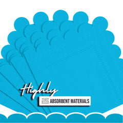 Turquoise Scallop Beverage Napkins - 4.75 In. X 4.75 In. | 50 Ct.