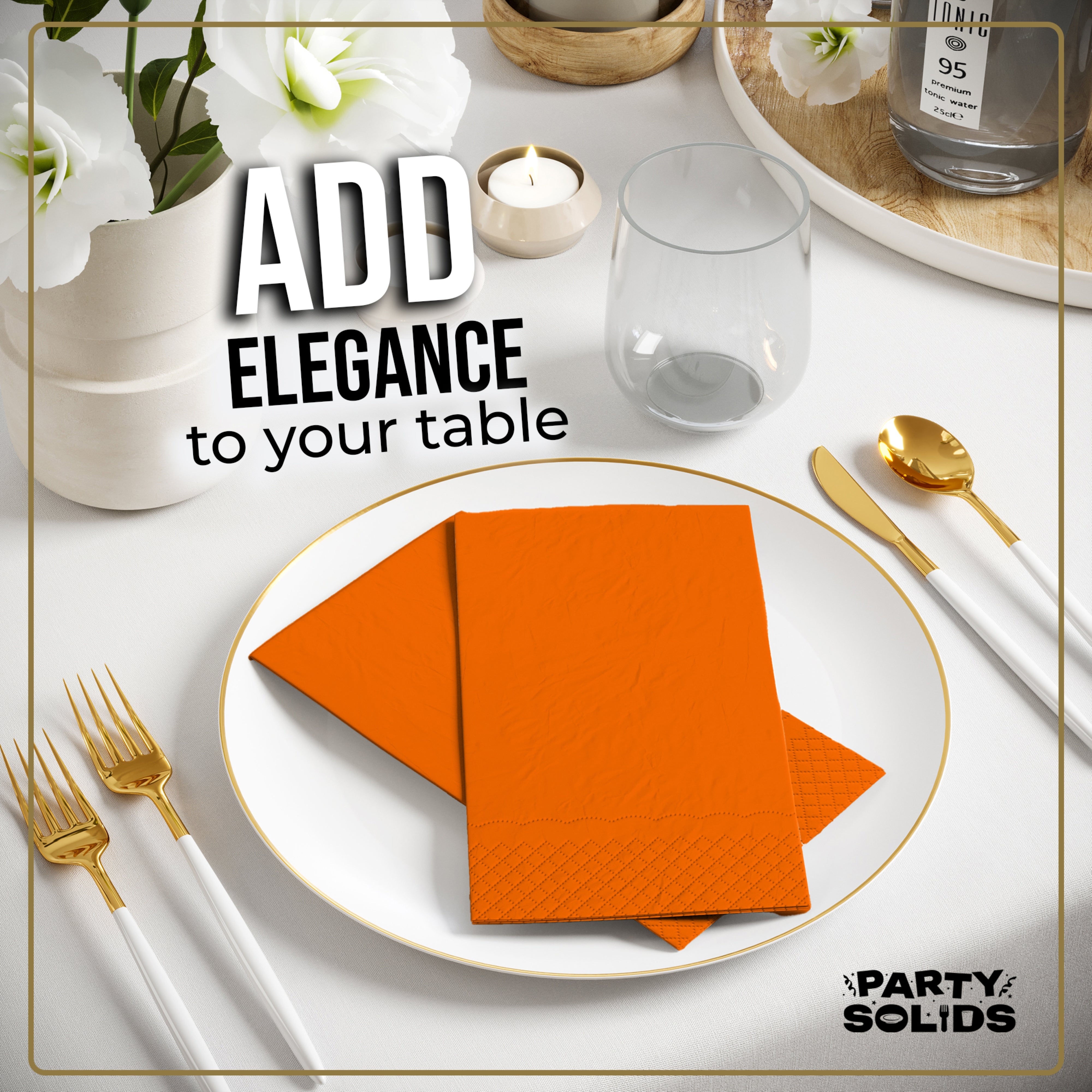 Orange Guest Towel Napkins - 40 Ct.