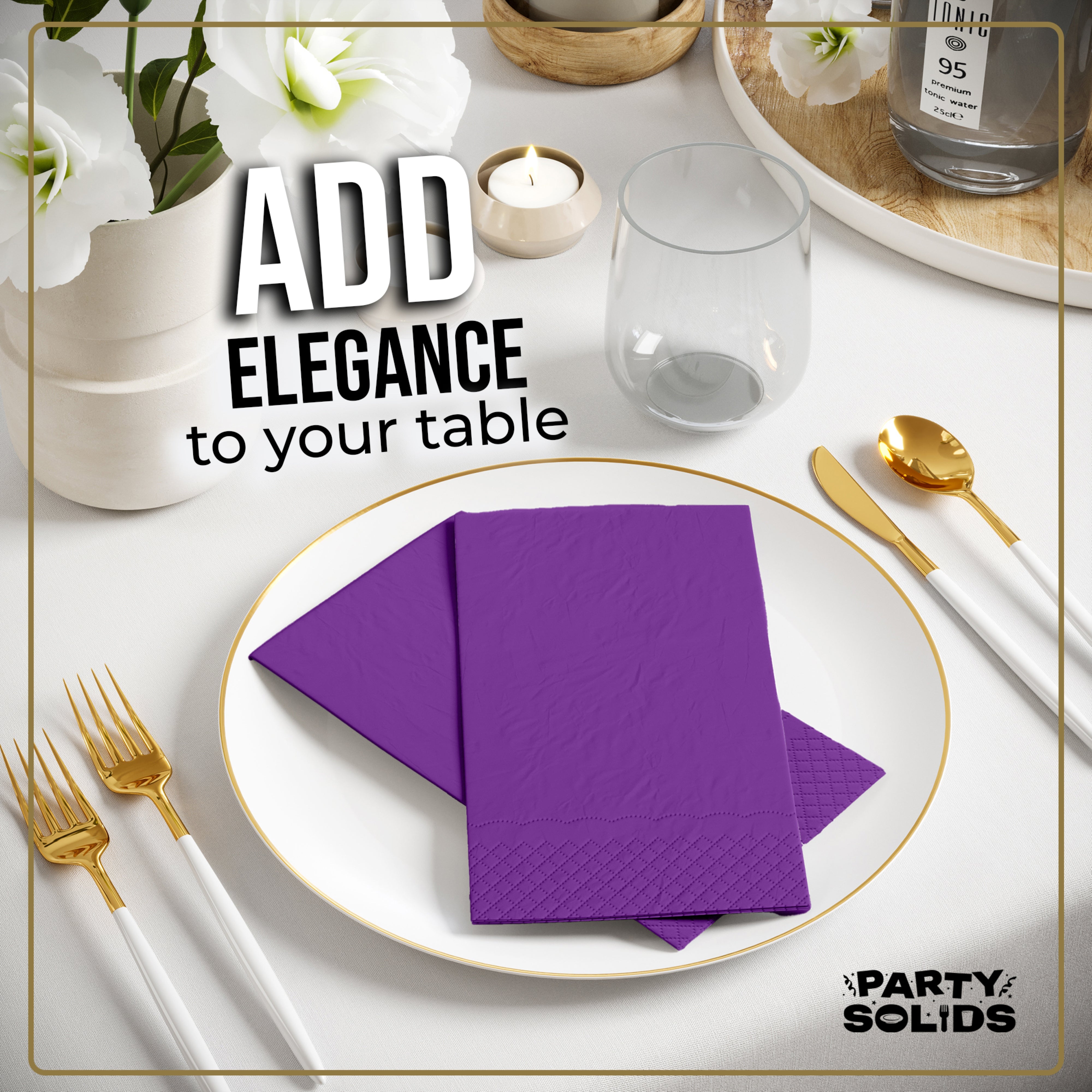 Purple Guest Towel Napkins - 40 Ct.