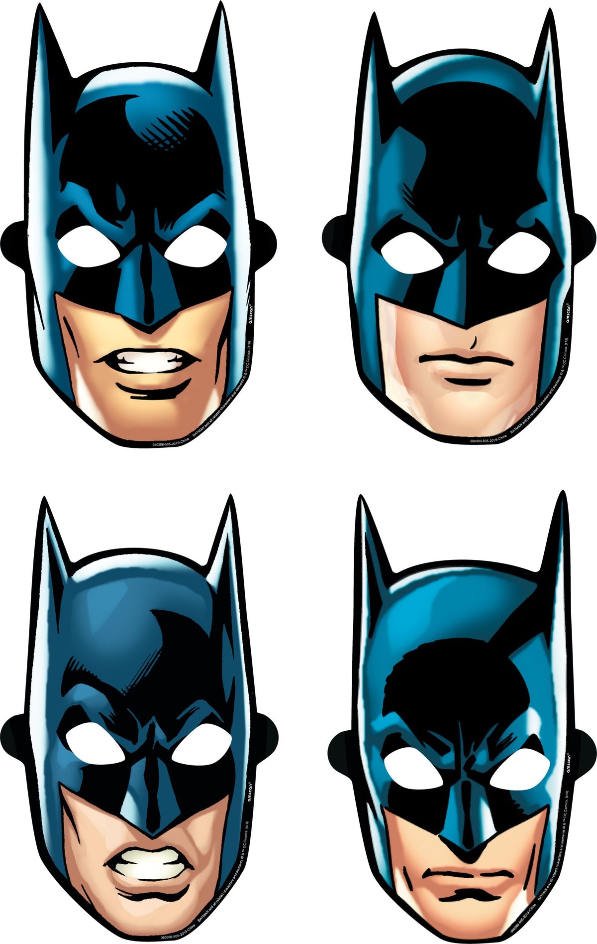 Little Gym - DC Justice League Batman Paper Masks, Blue/Black, One Size, 8-pk, Wearable Costume Accessories for Birthdays/Halloween