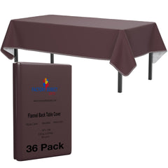 Brown Flannel Backed Plastic Table Cover 54 In. x 108 In. | Case of 36