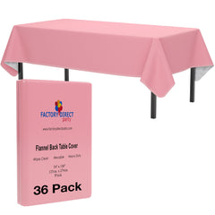 Pink Flannel Backed Plastic Table Cover 54 In. x 108 In. | Case of 36 - 54 In. x 108 In.