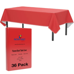 Red Flannel Backed Plastic Table Cover 54 In. x 108 In. | Case of 36 - 54 In. x 108 In.