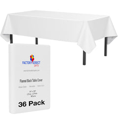 White Flannel Backed Plastic Table Cover 54 In. x 108 In. | Case of 36 - 54 In. x 108 In.