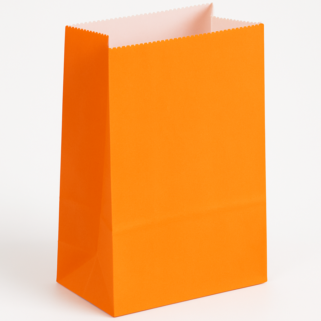 Mini Orange Glossy Paper Treat Bags - 12 Pack