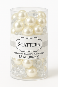 Pearl & Diamond Table Scatter Confetti - Elegant Wedding Decor, 63-Pack