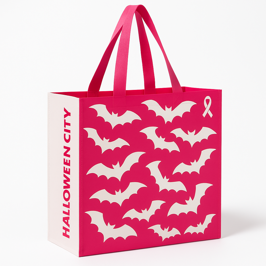 Pink Bat Reusable Halloween Tote Bag