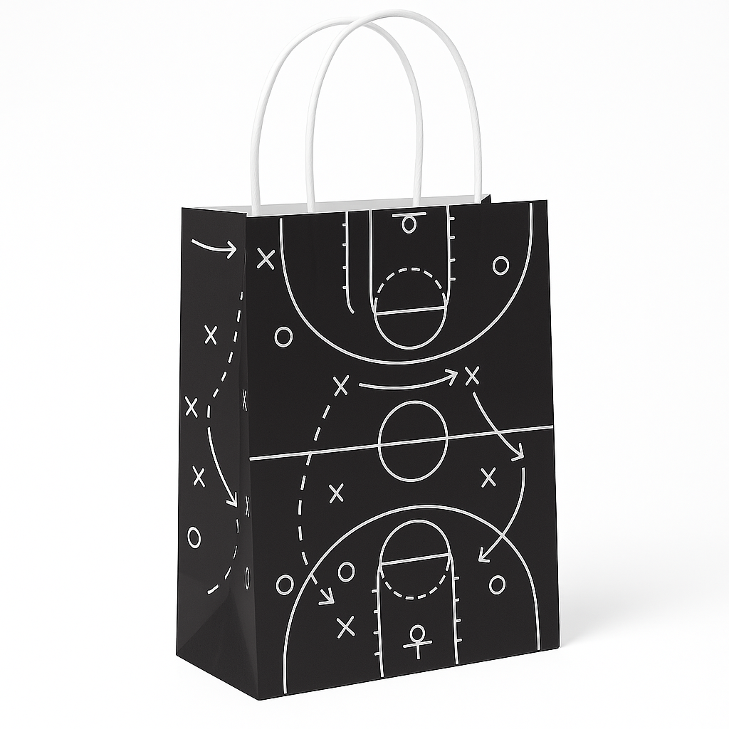 Basketball Court Kraft Paper Party Bags - 8 Pack