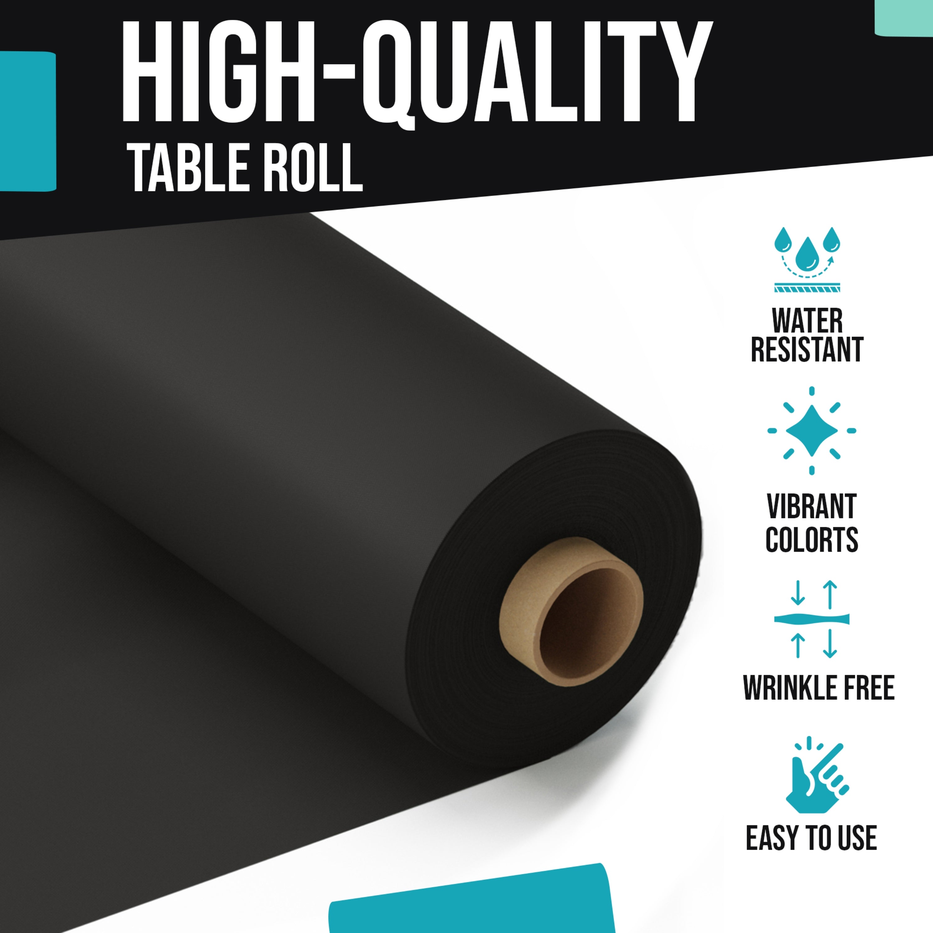 PMA - 40 In. x 100 Ft. Black Table Roll
