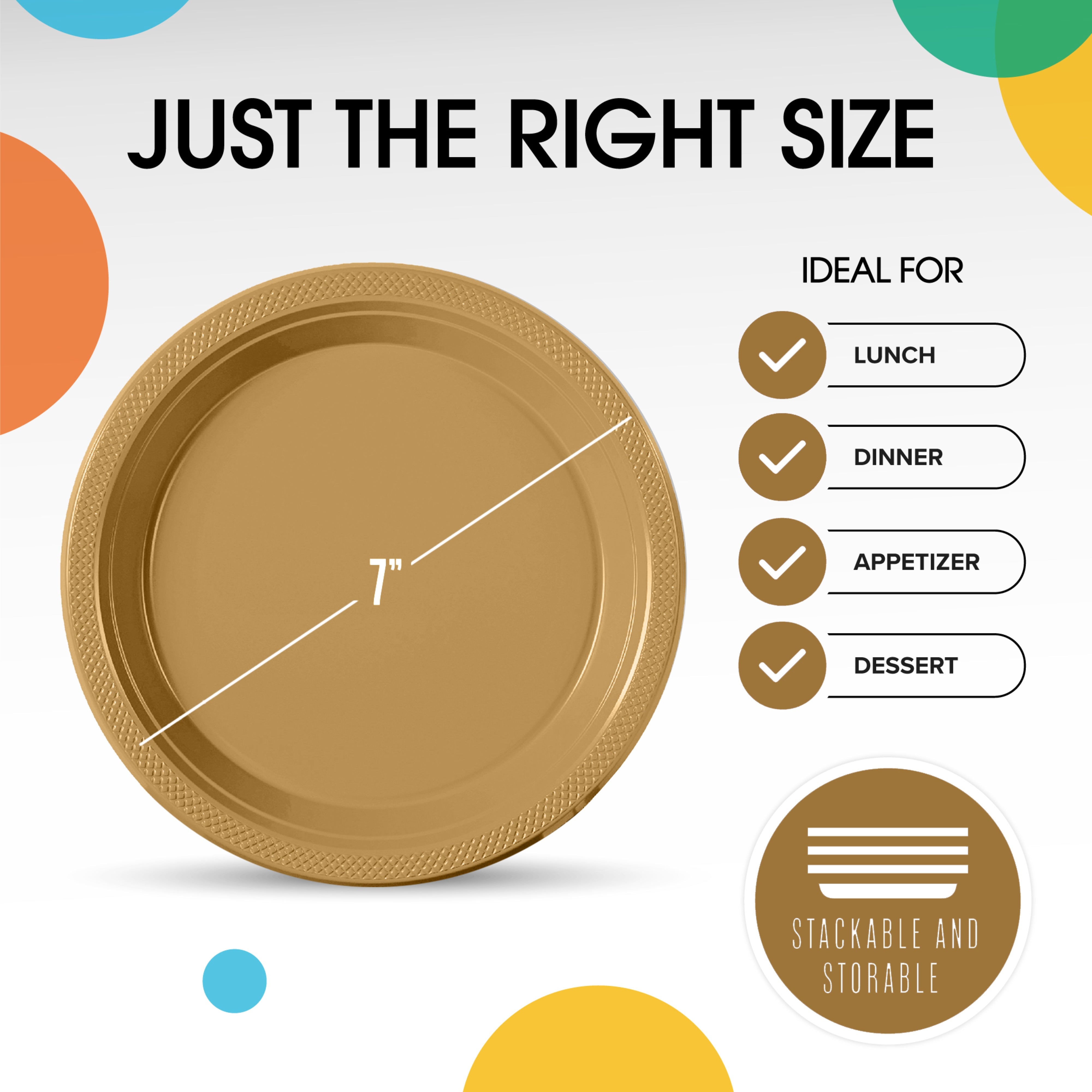 PMA - 7 In. Gold Plastic Plates | 50 Count