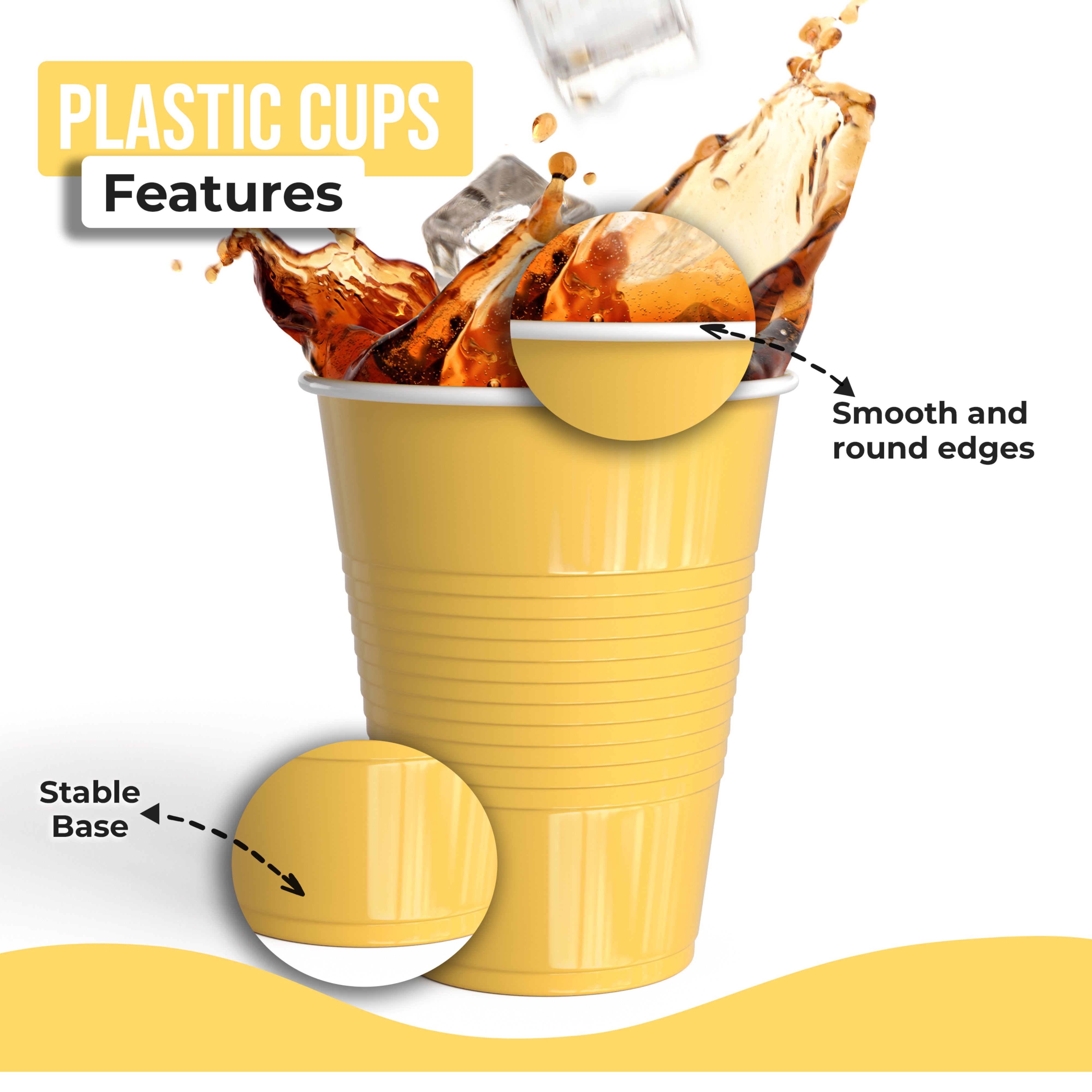 PMA - 18 Oz. Yellow Plastic Cups - 50 Ct.