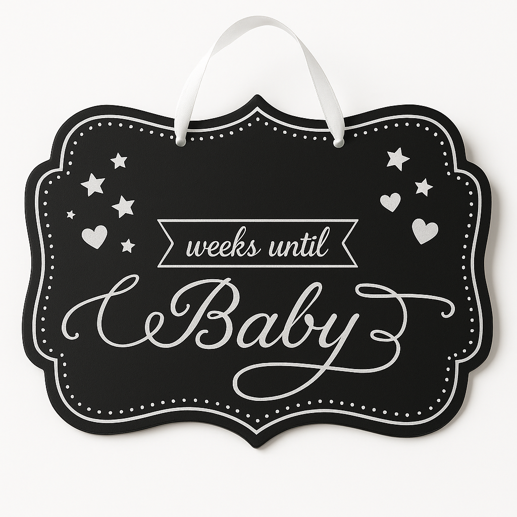 "Weeks Until Baby" Countdown Chalkboard Sign - Baby Shower Decoration