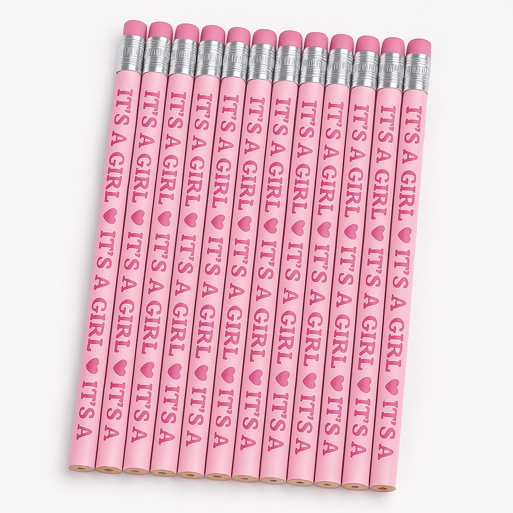 "It's a Girl" Pink Baby Shower Pencils - 12 Pack