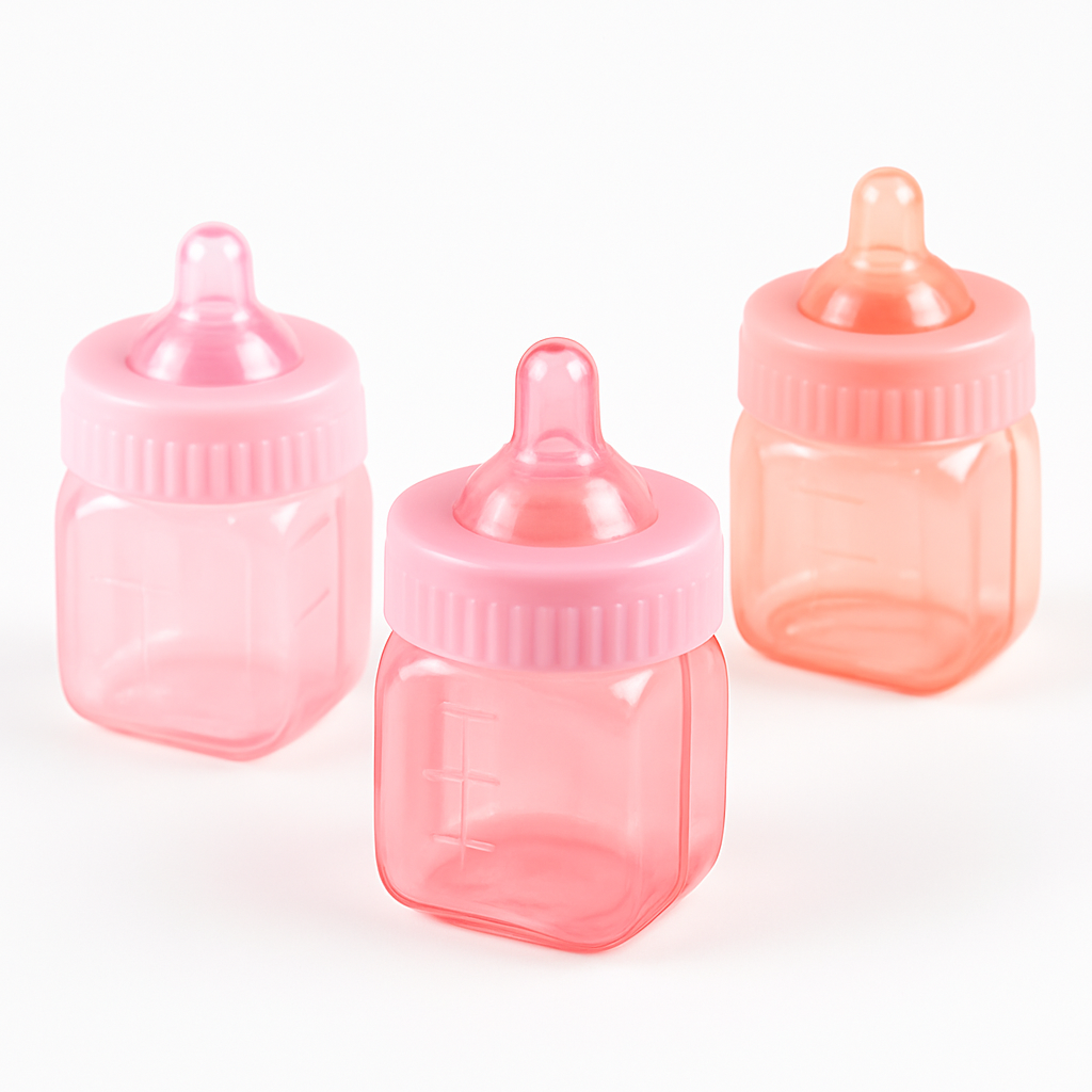 Pink Fillable Mini Baby Bottle Favors - 6 Pack