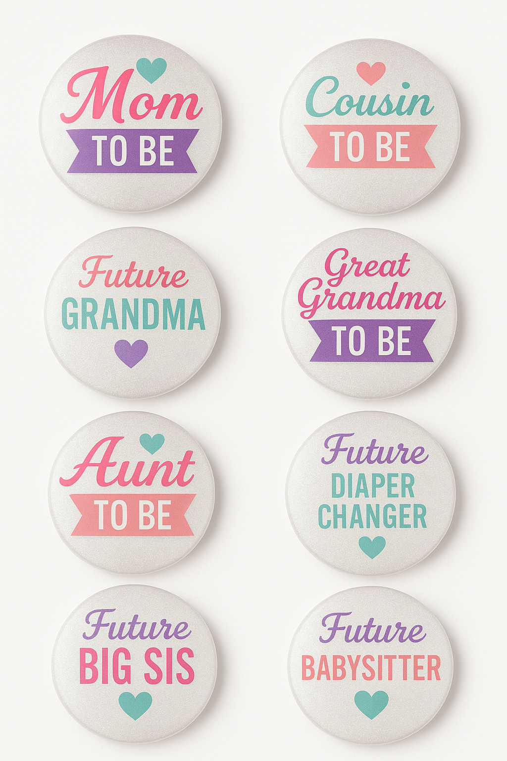 Baby Shower Celebration Multipack Pins - 8 Assorted Family Titles
