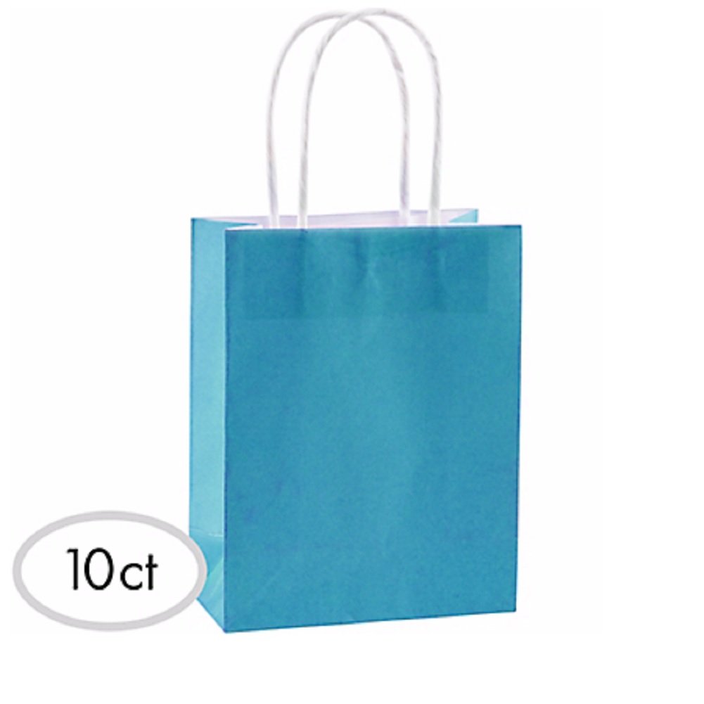 Urban Air - Caribbean Blue Kraft Paper Gift Bags - Value Pack of 10