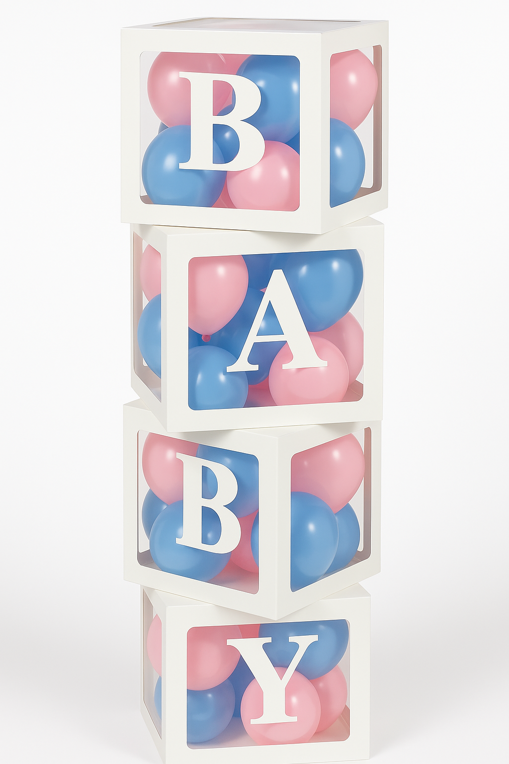 "BABY" Balloon Block Decoration Kit - Blue, Pink & White