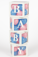"BABY" Balloon Block Decoration Kit - Blue, Pink & White