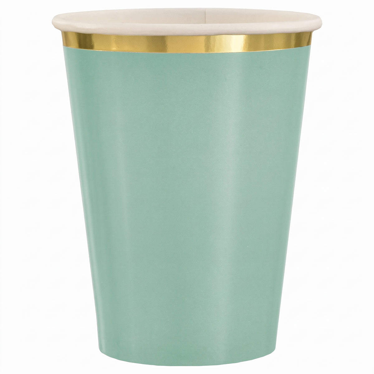 Elegant Gold Rimmed Mint Paper Cups - 12oz