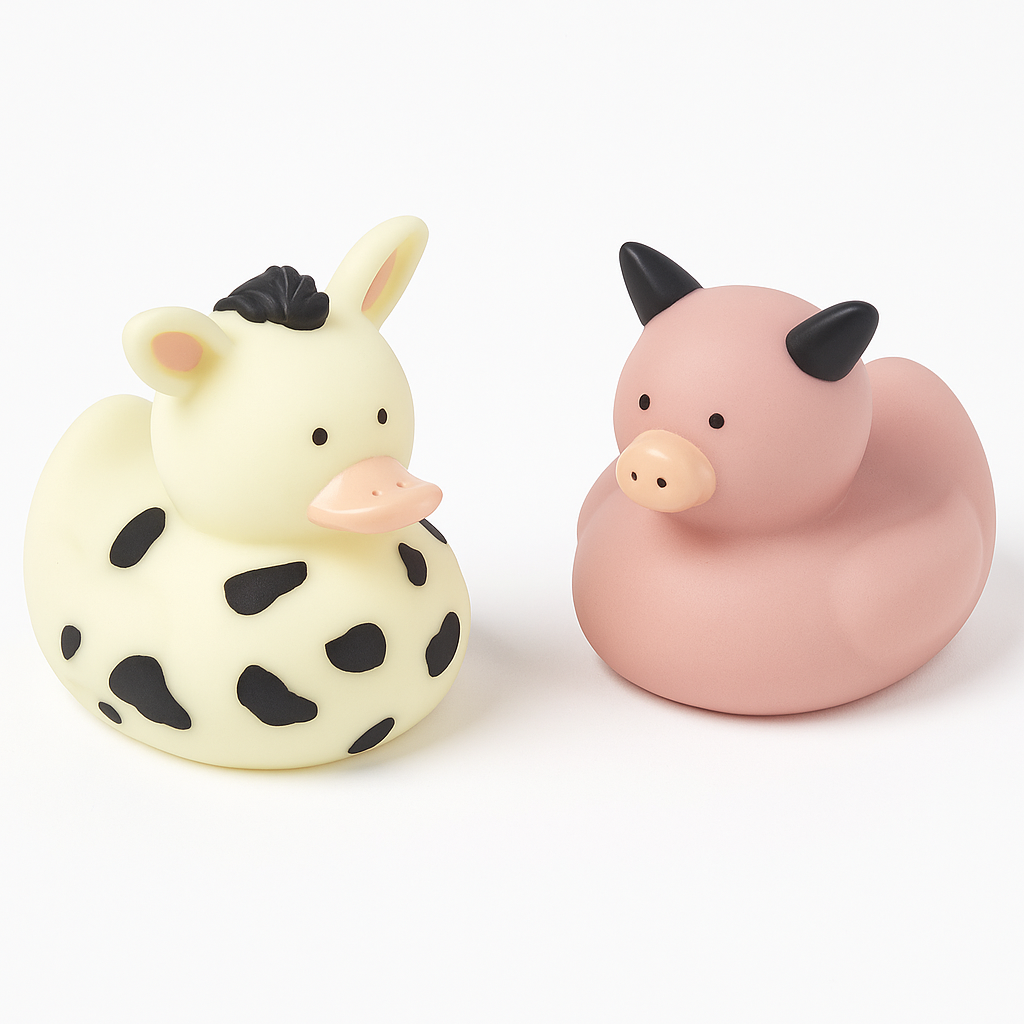 Barnyard Friends Rubber Duck Favors - Cow & Pig Designs, 8 Pack