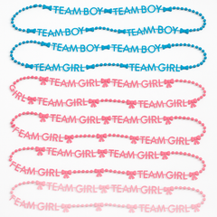 Gender Reveal "Team Boy" & "Team Girl" Bead Necklaces - 10 Pack