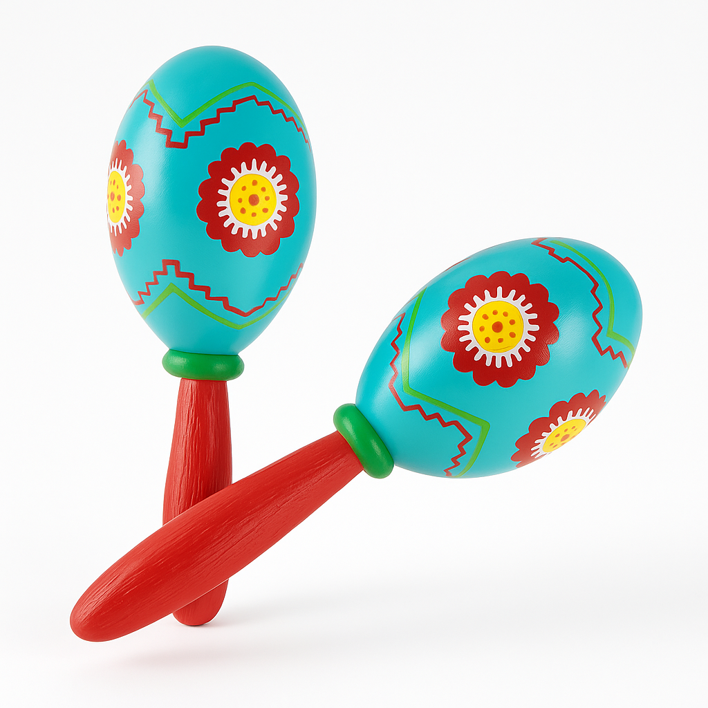 Festive Fiesta Maracas - Vibrant Red and Blue 2-Pack