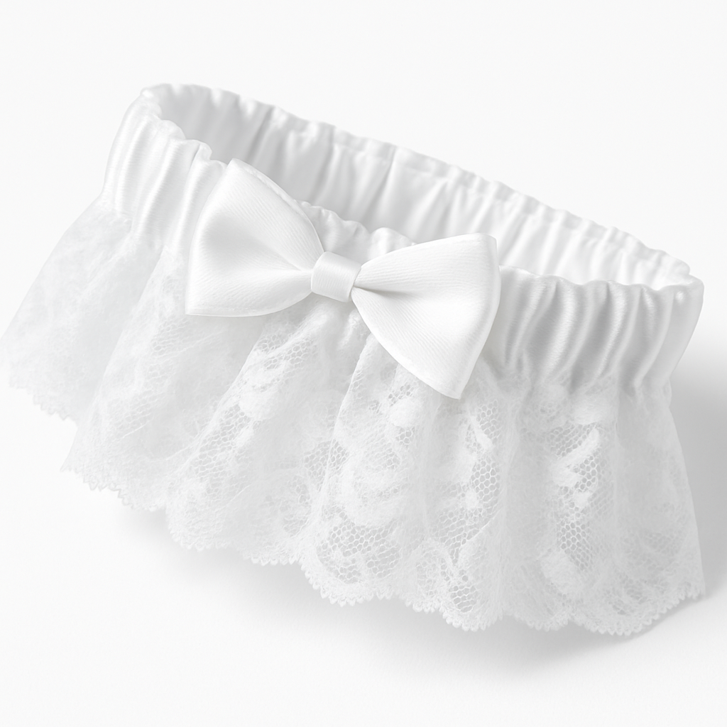 Elegant White Lace Wedding Garter with Satin Bow