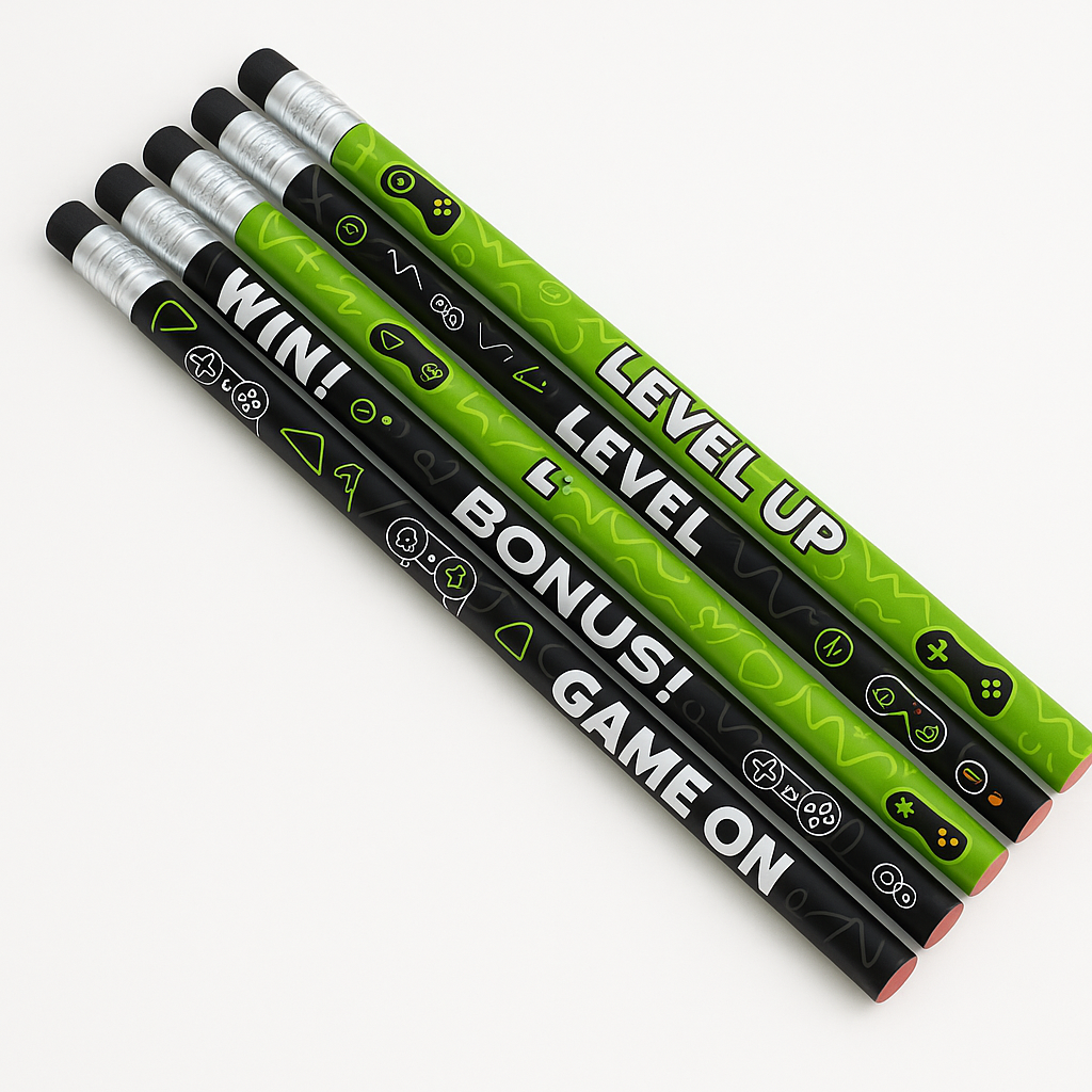 Level Up "Game On" Pencils - 8 Pack for Kids Birthday Favors