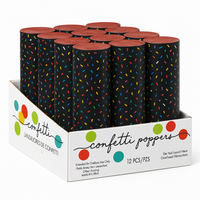 Large Multicolour Confetti Poppers - 12 Pack