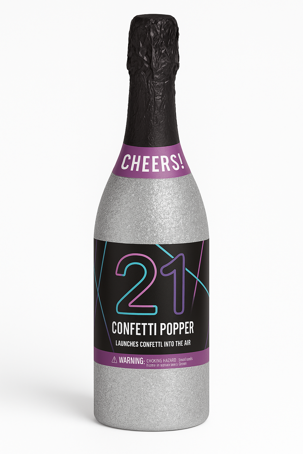 Cheers! 21st Birthday Confetti Popper Bottle