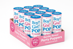 Pink Confetti Gender Reveal Poppers - 12 Pack