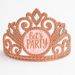Blush Birthday "Let's Party" Tiara with Faux Gems