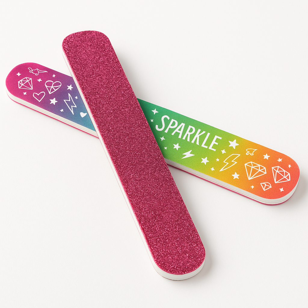 Sparkle Nail File Party Favors - Pink & Rainbow, 5-In, Pack of 7