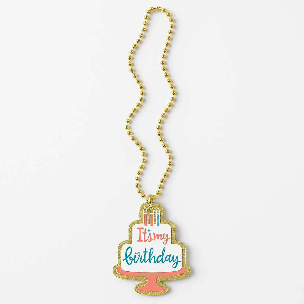 Happy Cake Day Beaded Necklace with Birthday Cake Pendant