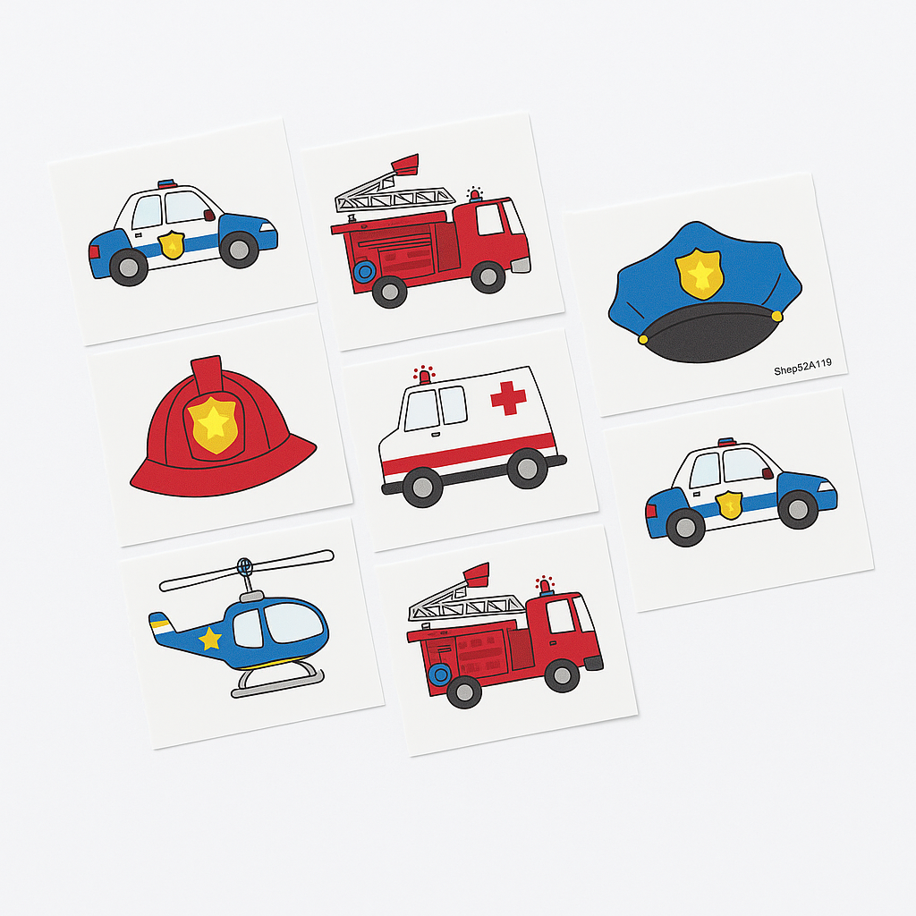 First Responders Temporary Tattoos - 8-Pack