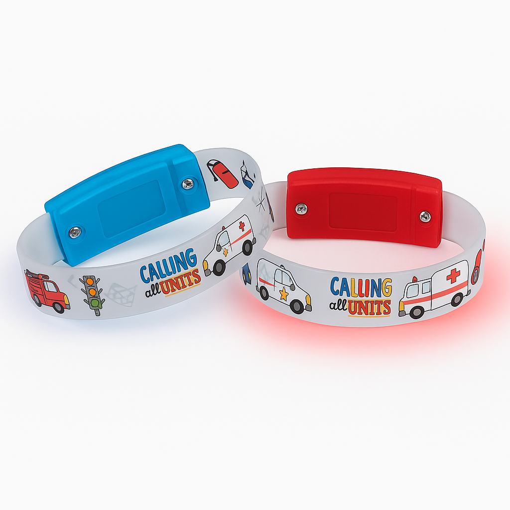 First Responders Light-Up Bracelets - Red/Blue Set, 4-Pack