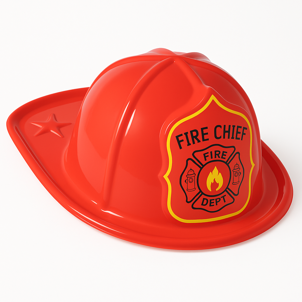 Kids' Fire Chief Plastic Helmet - First Responders Red Fireman Hat
