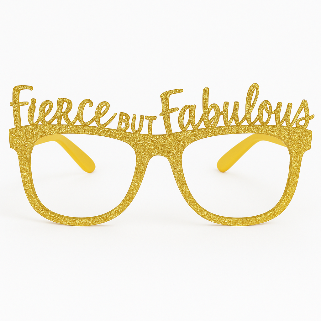 Golden "Fierce but Fabulous" Glitter Glasses for Birthdays