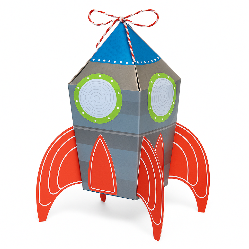 Blast Off Rocket Favor Boxes - Space-Themed Party Supplies (8-Pack)