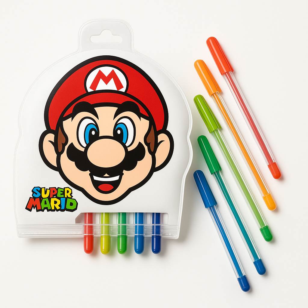 Super Mario Gel Pens Set in Character Pouch