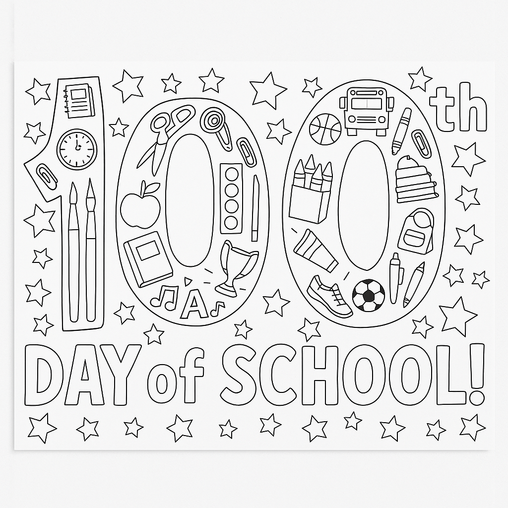 100th Day of School Coloring Pages