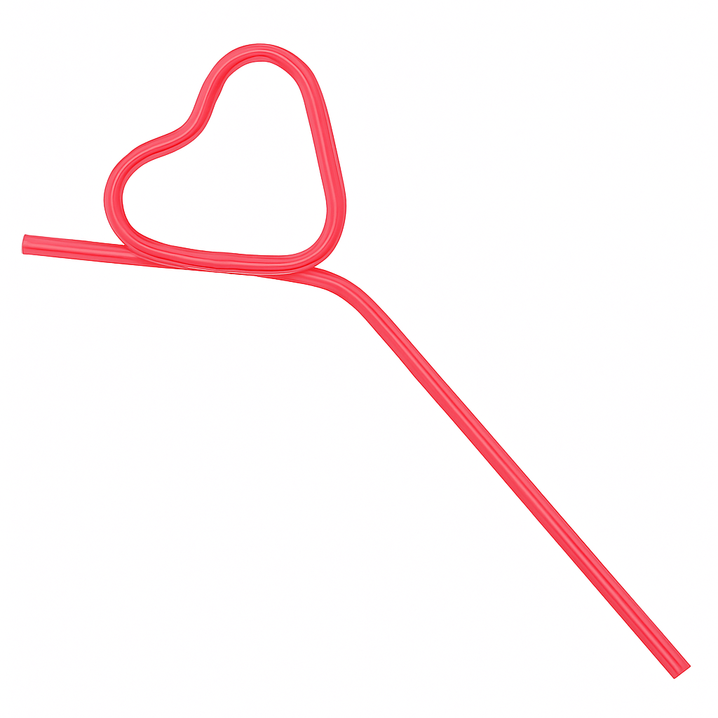 Heart-Shaped Silly Straws, Red, 10-Pack for Valentine's Day