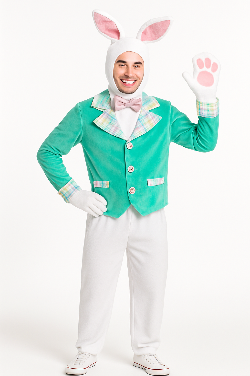 Adult Easter Bunny Costume - Plush White & Teal Ensemble