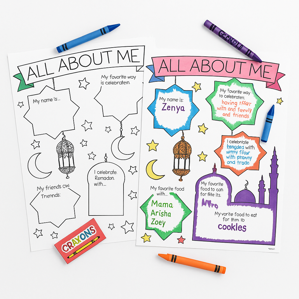 "All About Me" Ramadan Coloring Activity Sheets - 10 Pages